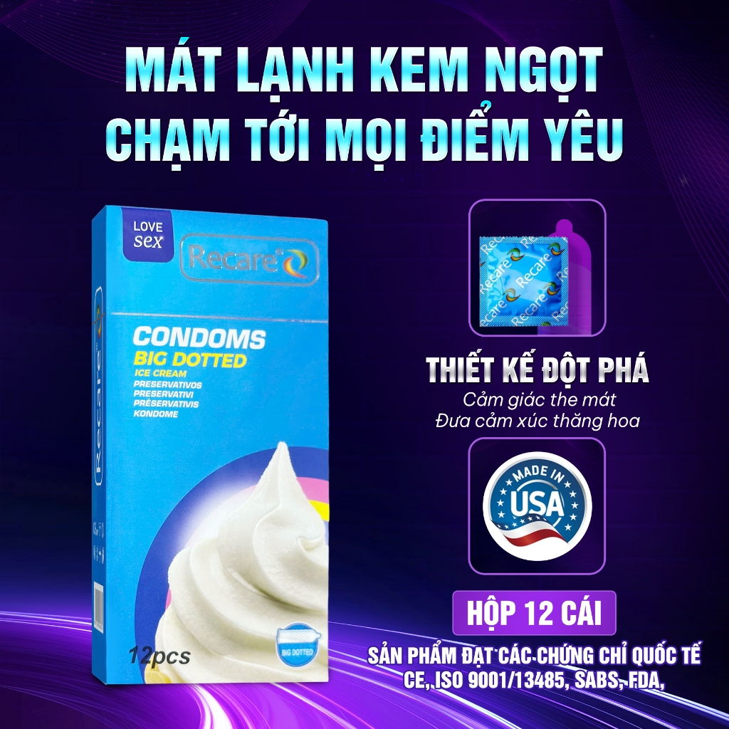 Bao Cao Su Recare Tăng Cảm Giác  Hộp 12 Chiếc Chính Hãng
